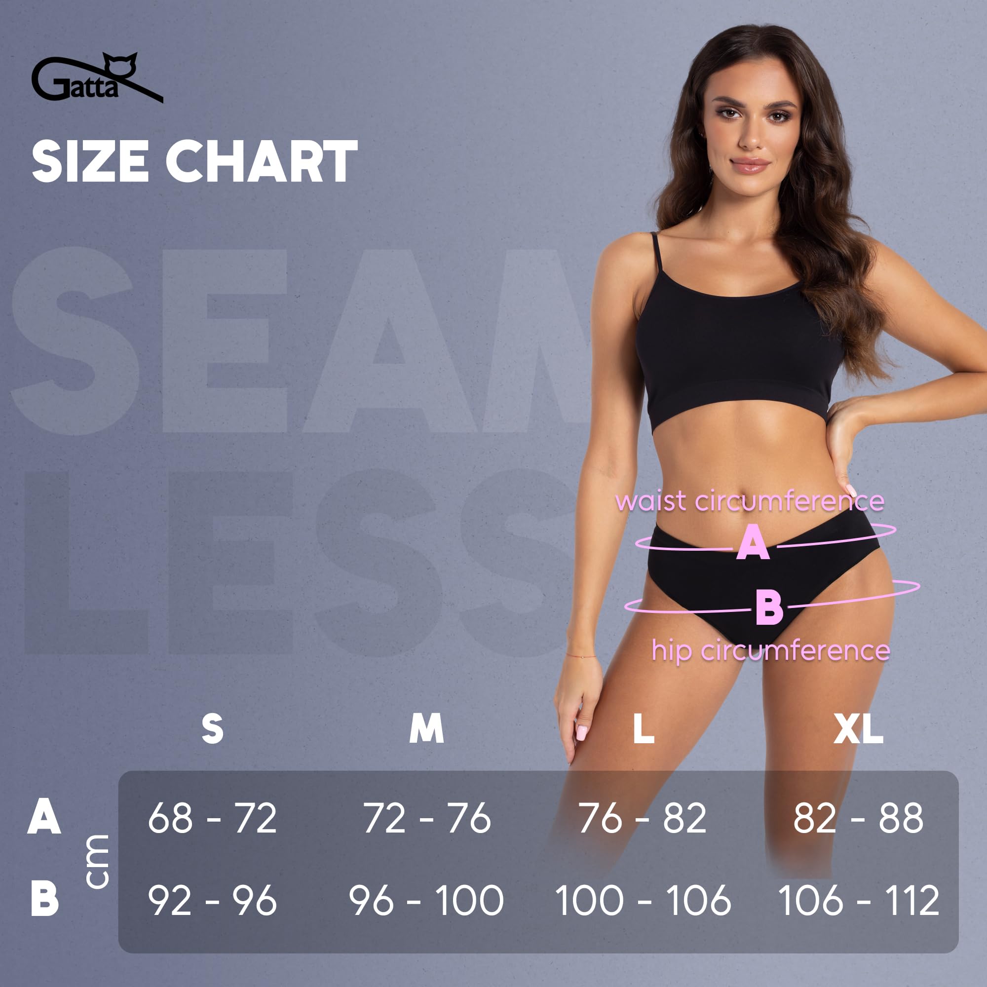 GATTA Majtki damskie Seamless Cotton Classic Panties - bawełniane, klasyczne, naturalne, bardzo wygodne, elastyczne, przylegające do ciała, wyższy stan, antybakteryjny klin