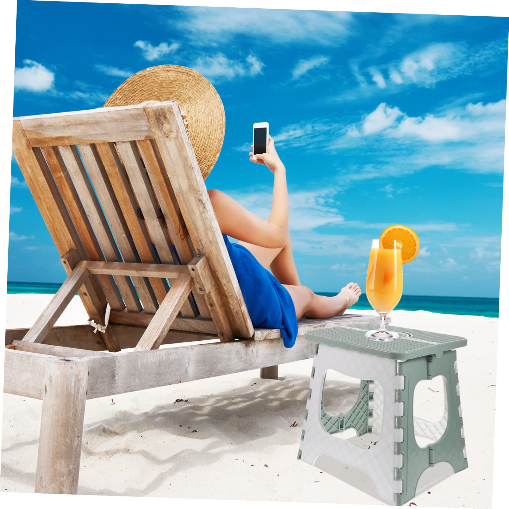 IMIKEYA Chaise Pliante Portable en Plastique Vert 422, Légère et Antidérapante, pour Usage Domestique et Extérieur, Jardin Camping Randonnée, Tabouret Pliant Polyvalent