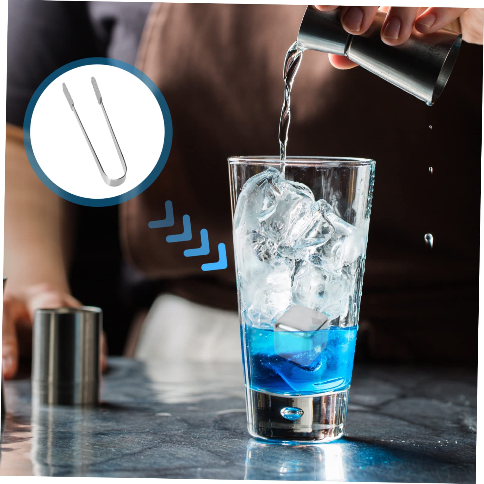 CIYODO Stainless Steel Silicone Tongs Ice Cube Tongs Towel Clip Bar Supply Accessory