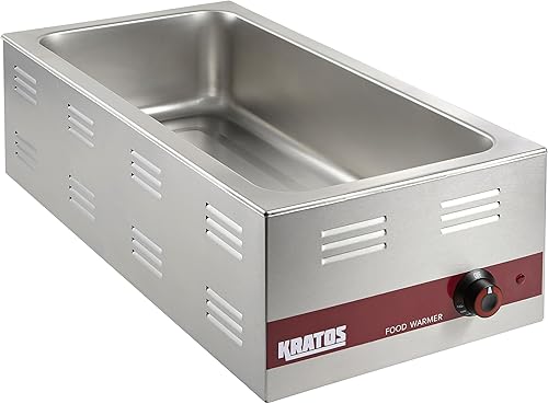 Kratos Calentador de alimentos eléctrico comercial para encimera, calentador de alimentos portátil de mesa de vapor de tamaño 43, 12 x 27 pulgadas,