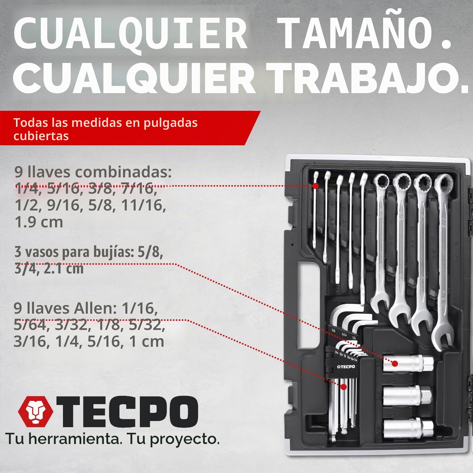 TECPO Juego de llaves de vaso Harley de pulgadas, tamaños de tuerca, caja de carraca, caja de carraca