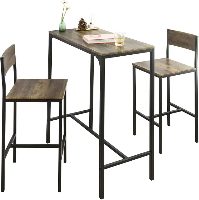 SoBuy® OGT03-XL, Bar Set-1 Bar Table and 2 Stools, 3 Pieces Home Kitchen Breakfast Bar Set Furniture Dining Set
