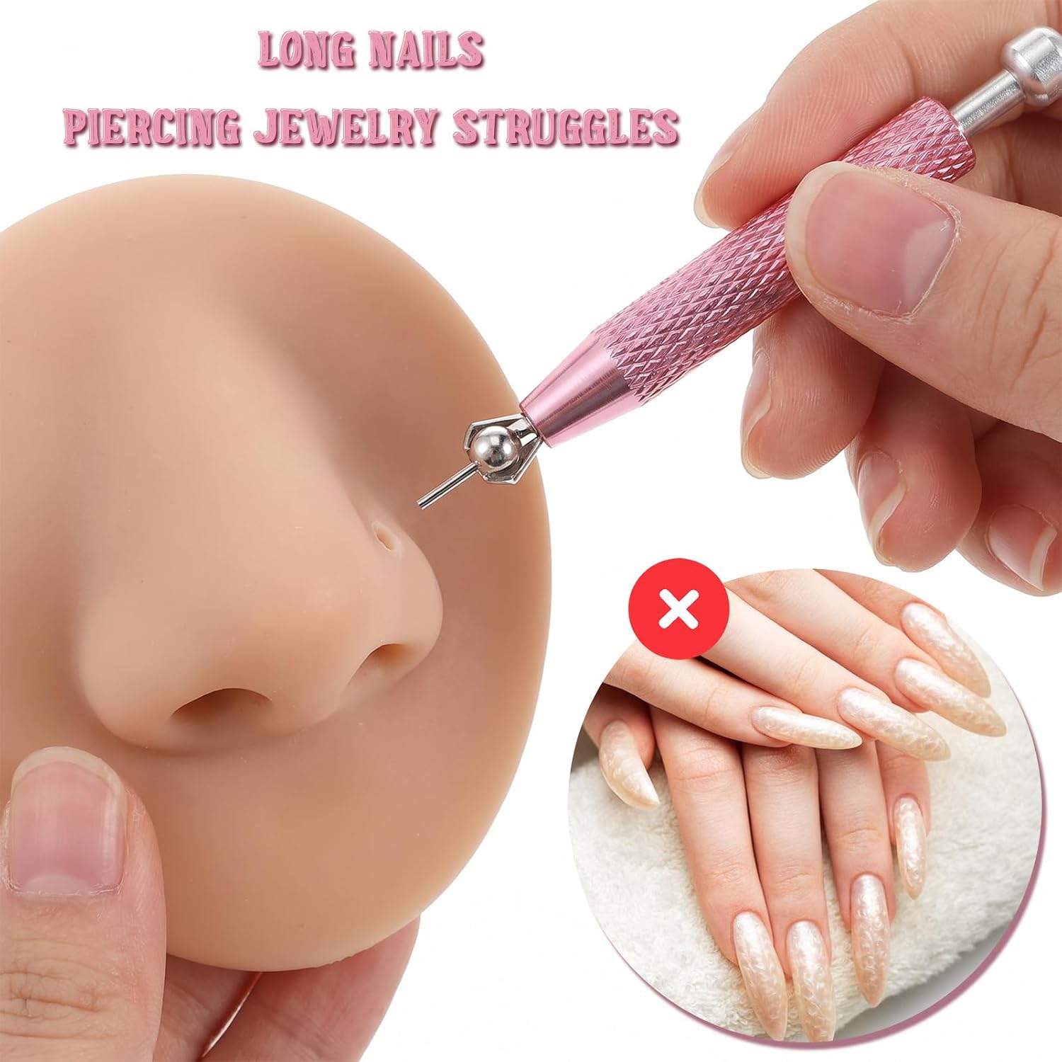 2 Pcs Piercing Ball Grabber Tool Piercing Holder 4 - Claw Pick Up Tools for Septum Ball Screw Changing Removal Jewelry Electronic Components Earring Pearl Gem Tweezers Small Parts Clamping