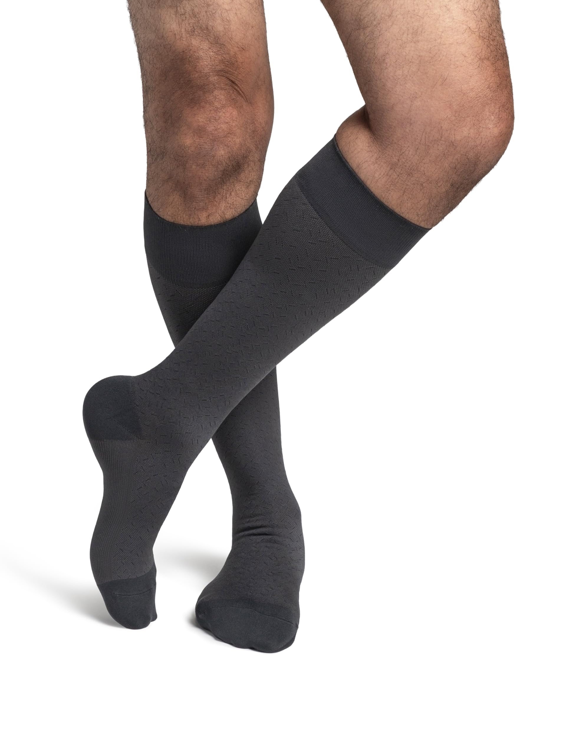 Sigvaris Men’s Style Microfiber Patterns 830 Closed Toe Calf-High Socks 20-30mmHg - Graphit Confetti - Small Long