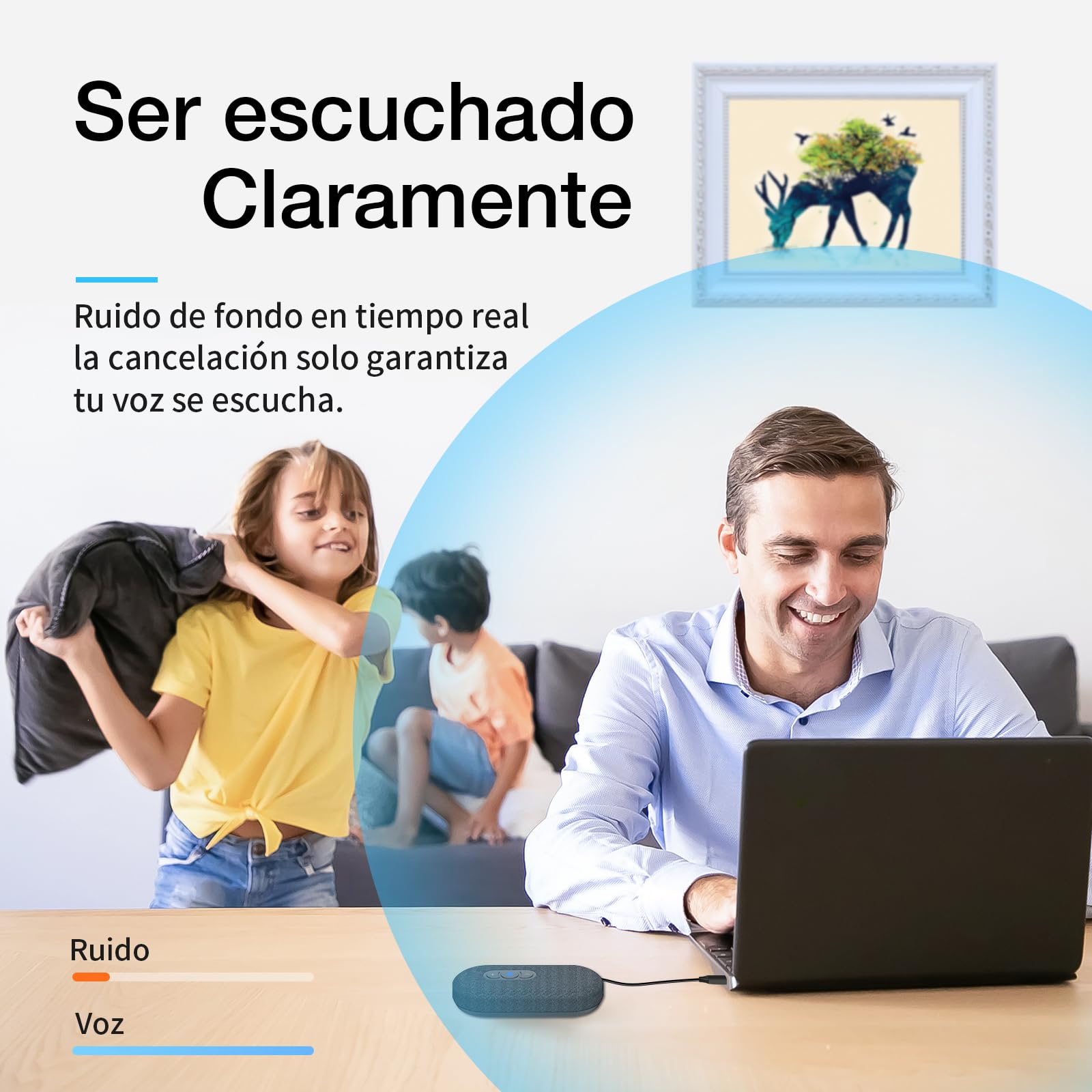 Altavoz de Conferencia con Micrófono para Llamadas de Oficina en casa, Microfono Omnidireccional USB de 360° para PC/Laptop/Computadora/Escritorio/Videoconferencia/Zoom/Skype/Teams