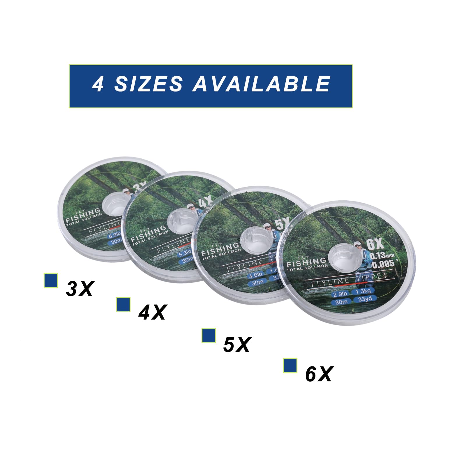 Raprance Tippet Line Pack of 4 with Fly Tip Holder, 30 m (3-4-5-6X), Transparent, 3X+4X+5X+6X--33Yds - Image 2