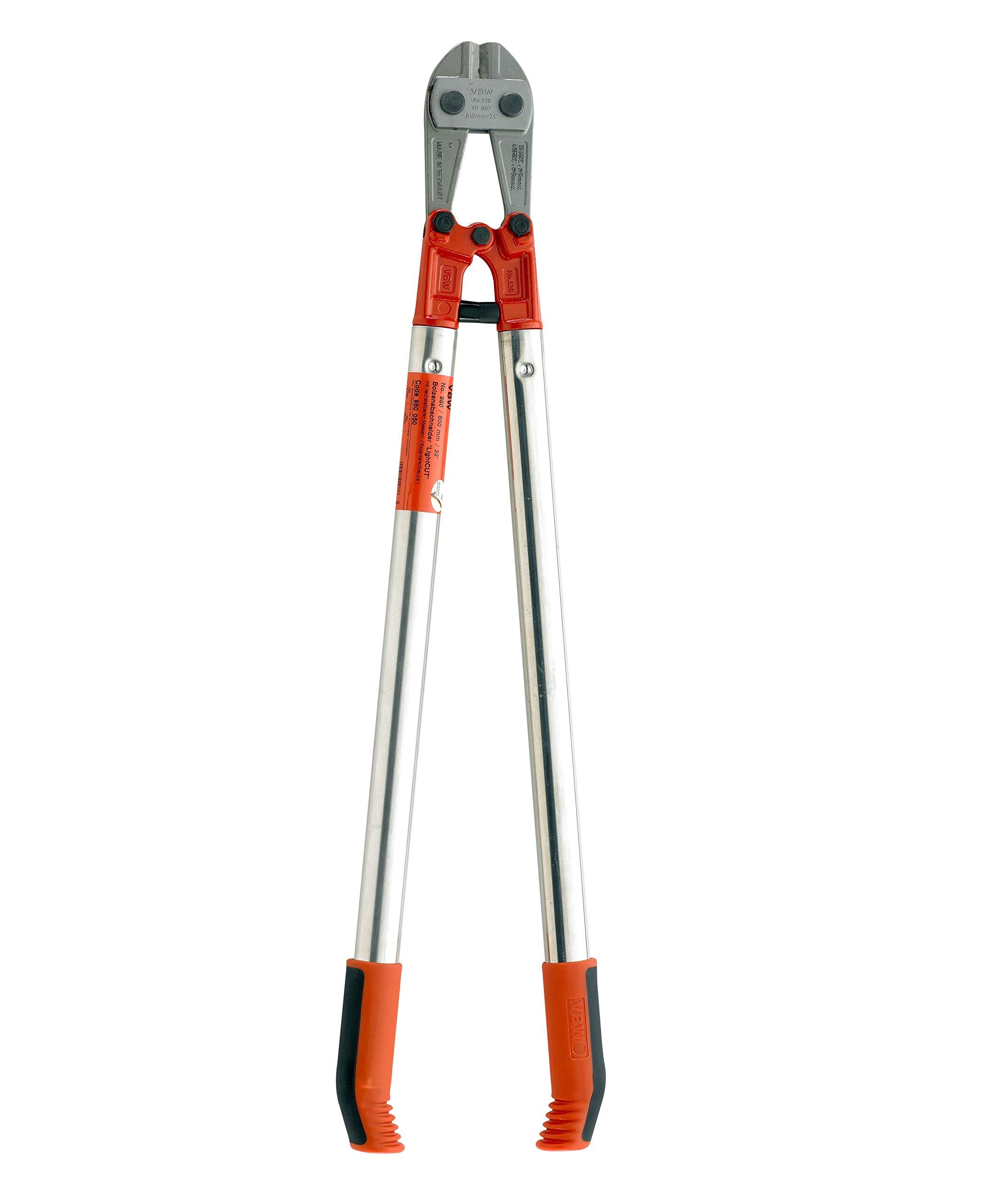 VBW Bolzenschneider LightCUT 800 mm (Rohrbolzen-Schneider für Materialien bis 48 HRC, Leichtmetall-Griffpaar, Zwei-Komponenten Griff, Schneidwerkzeug mit Pufferzone) 980050