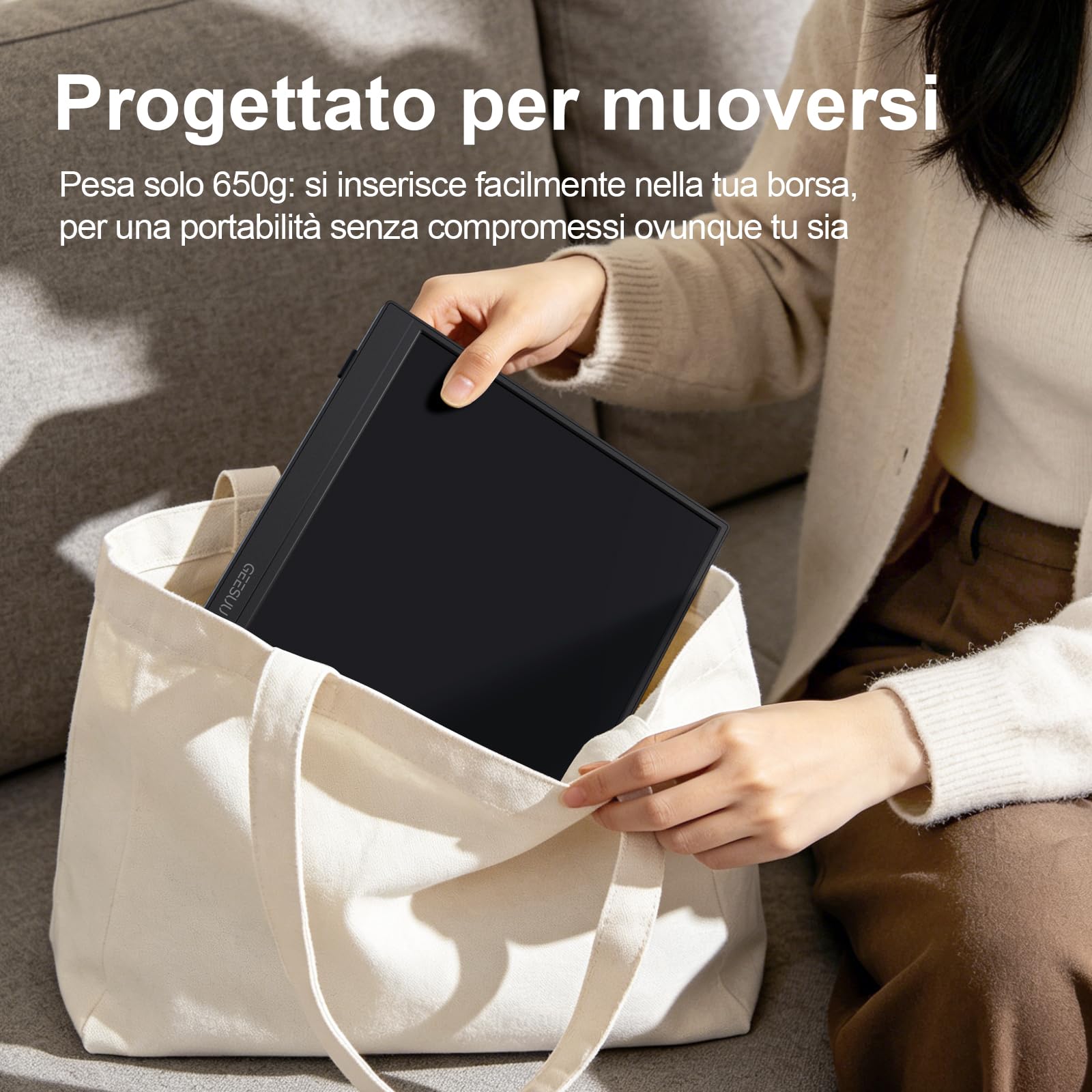 Monitor Portatile 15,6 Pollici FHD 1080p IPS, 60Hz, Monitor con Altoparlanti Integrati, Estensore Schermo con Supporto Girevole 90°, HDMI/USB-C per Laptop, PC, Mac, Xbox