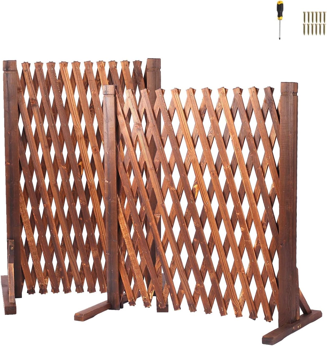 2 Pack Expandable Garden Fence Wood Trellis Fence