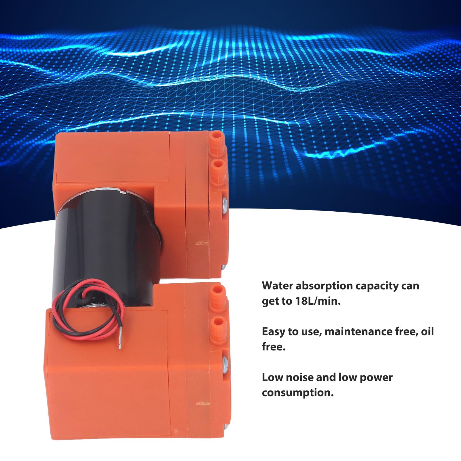Micro Vacuum Pump Mini Air Pump Electric Suction Pump 18L / min 10W 2800RPM Aluminum Alloy with Low Noise for Motor Instrument, Gas Analysis Instruments (12V)