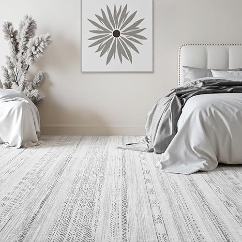 Miniatura 4 de Tapete para sala de estar - Lavable a máquina, con diseño desgastado neutro de estilo marroquí bohemio, tapete ultrasuave para dormitorio, comedor,