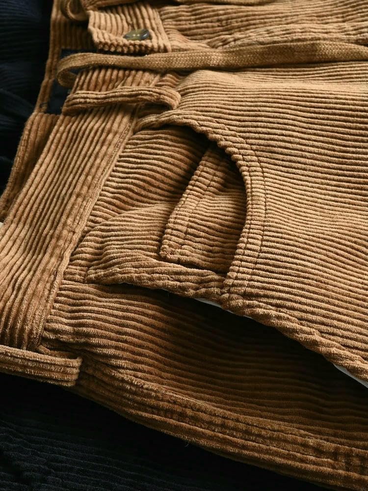 Autunno Americano Retro Pesante Velluto A Coste Casual Pantaloni Uomo Semplice Cotone Lavato Coulisse Pantaloni Dritti