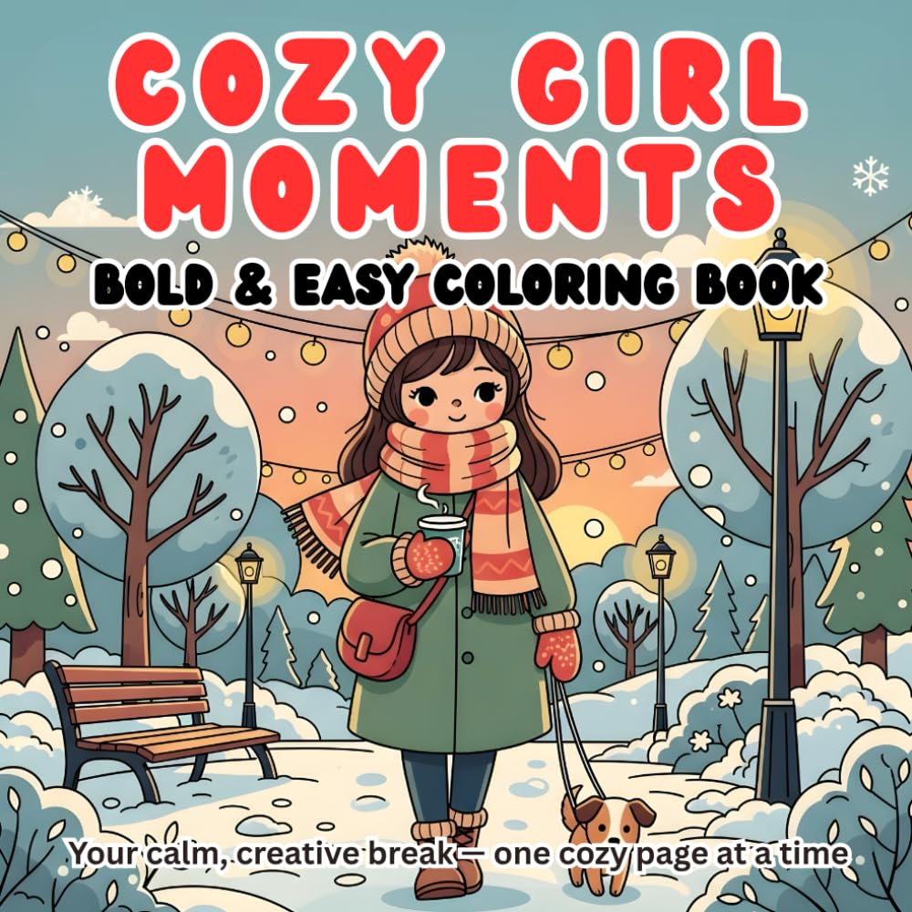 Cozy Girl Moments: A Bold & Easy Coloring Book: A Sweet and Calming Collection of Simple Everyday Scenes for Relaxation, Creativity & Stress Relief