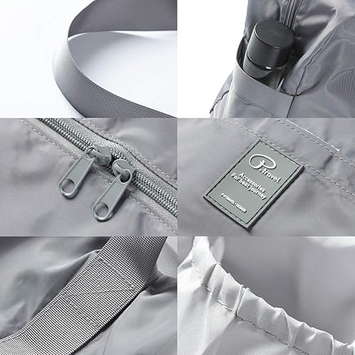 Miniatura 5 de VanFn Bolsa de viaje plegable, Bolsa de deporte de lona para gimnasio, Totalizadores de nailon a prueba de lluvia, Bolso de hombro deportivo, Bolsas