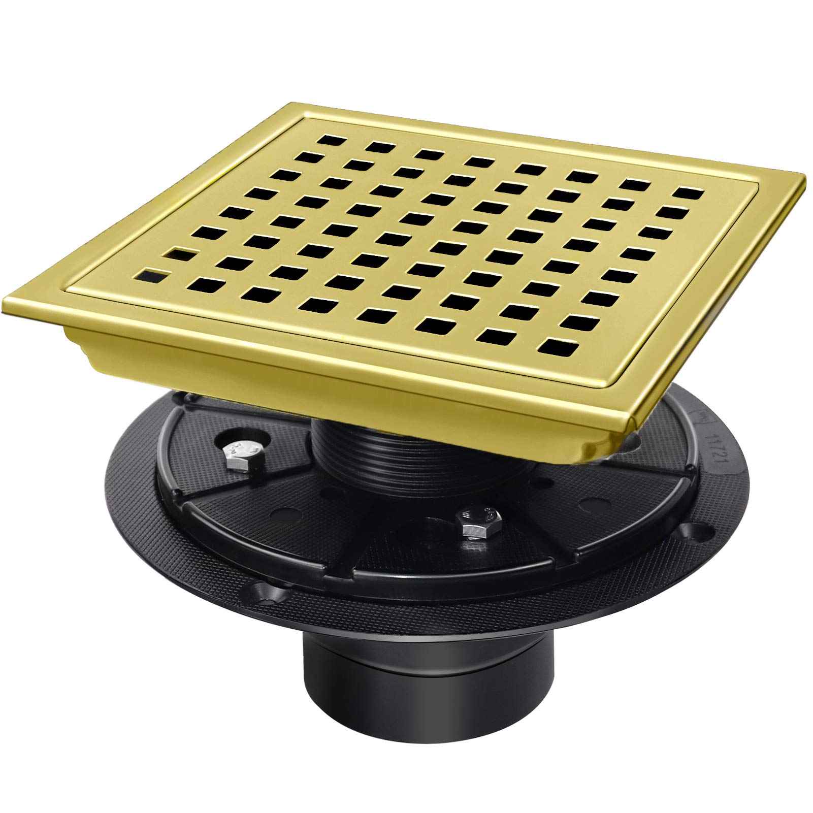 Buy 6 inch Gold Shower Drain with Flange, SUS304 Stainless Steel Square