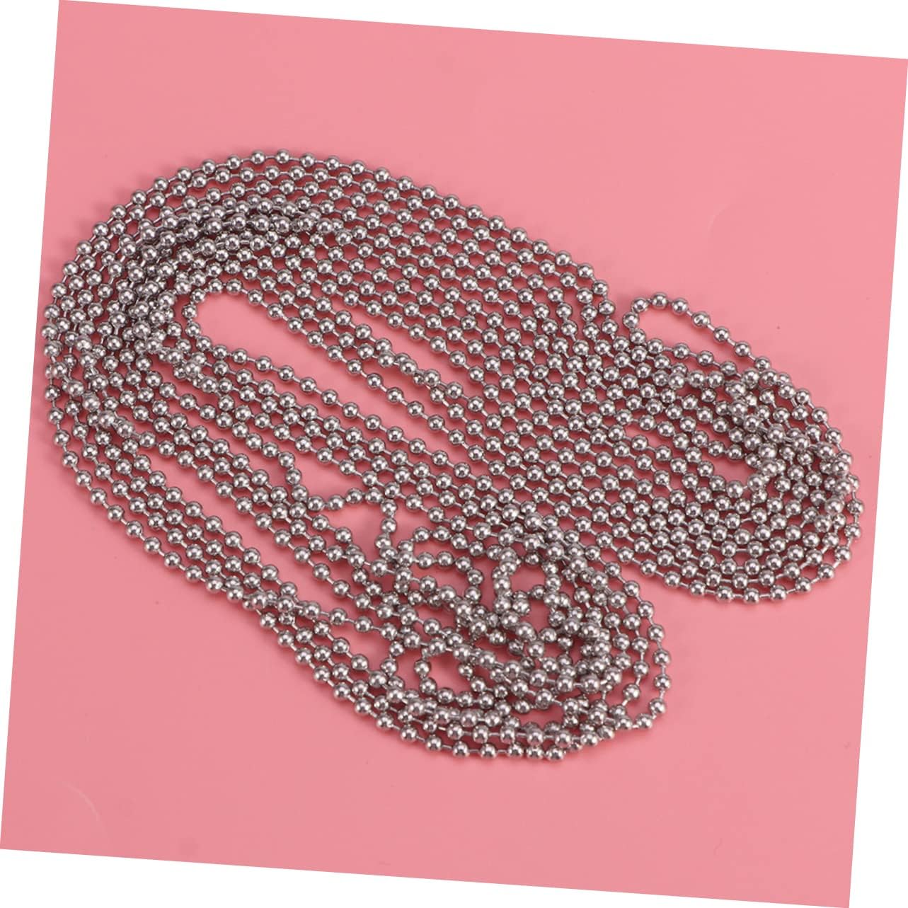 TOPPERFUN Set of 3 2.4mm Diameter Stainless Steel Ball Chains with 10 Connectors Bead Chain with Connectors for DIY Jewelry Dog Tags Bottle Pendant