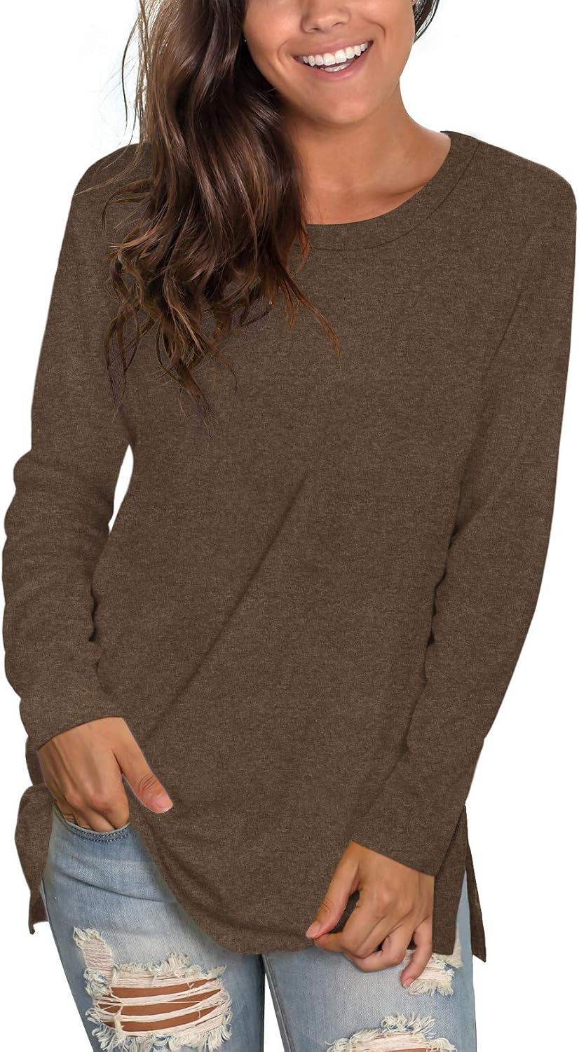 SAMPEEL Long Sleeve Shirts for Women Long Tunic Tops for Leggings Loose Fit