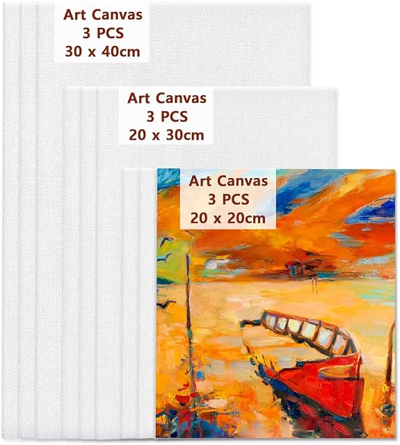 9 Packs Canvas Panels, Art Canvases for Acrylic Painting, Artist Blank Canvas Cardboard, 100% Cotton for Oil Paint & Wet Art Media
