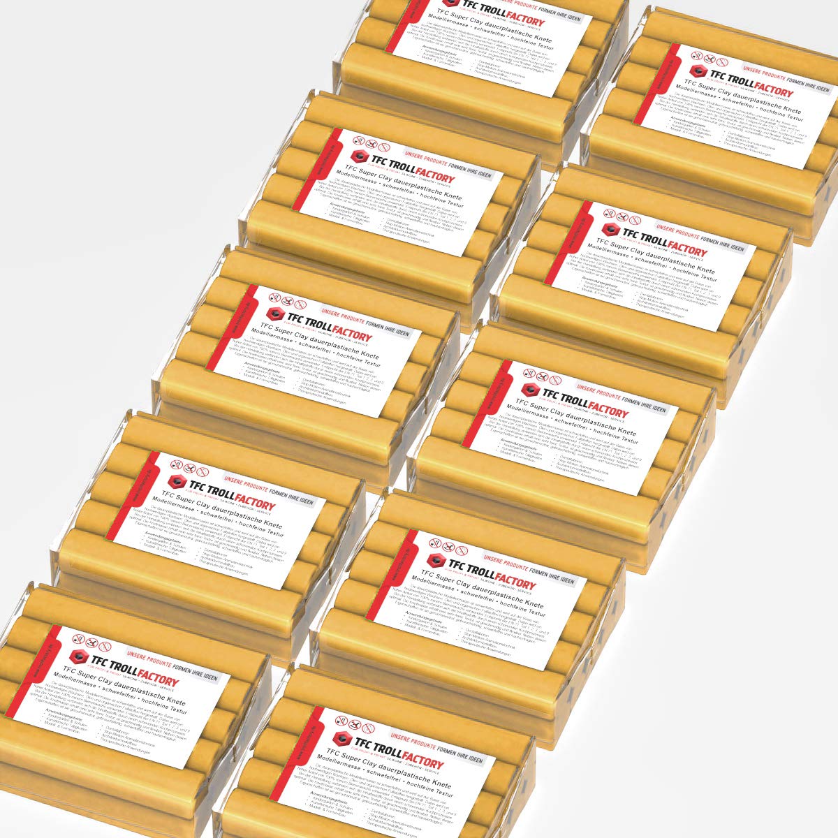 TFC SuperClay I trwała plastyczna masa modelarska I wyprodukowana z wysokiej jakości wosków (100% wosku pszczelego) i olejów, ochra, 10 x 500 g
