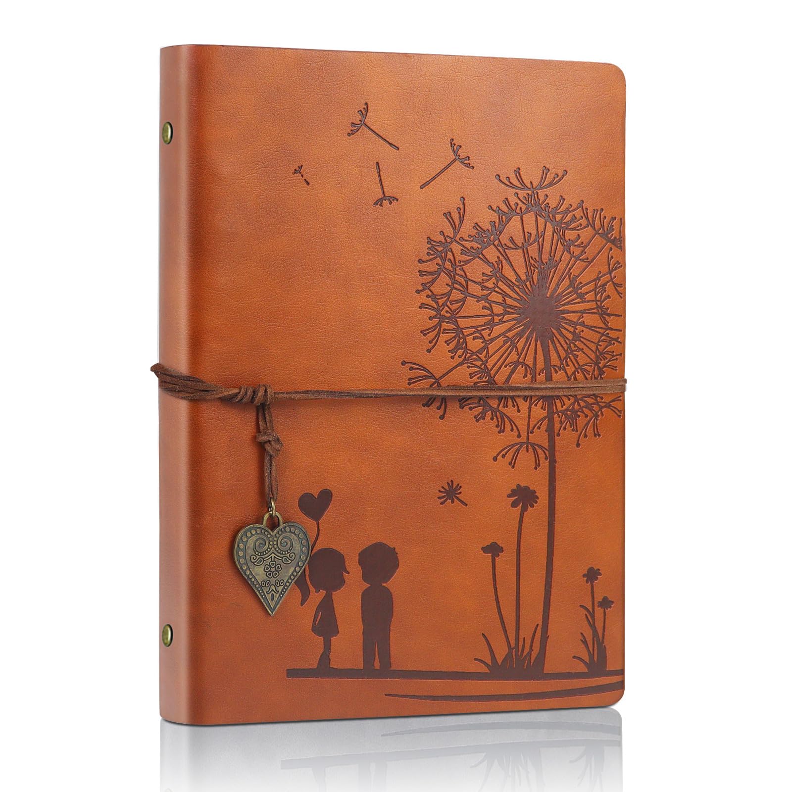 Leren notitieboek, navulbaar, reisdagboek, vintage, spiraalbinding, met gelinieerd papier, dagboek, cadeau voor meisjes en jongens, 18 x 13 cm, bruin Leren notitieboek, navulbaar, reisdagboek, vintage, spiraalbinding, met gelinieerd papier, dagboek, cadeau voor meisjes en jongens, 18 x 13 cm, bruin