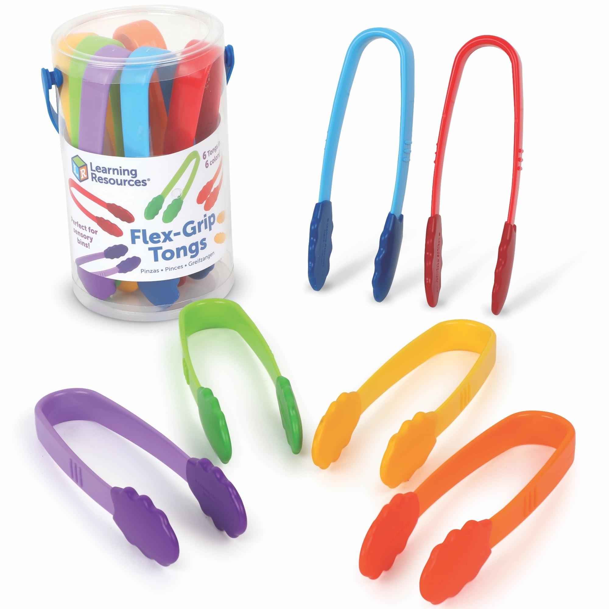 Learning Resources Flex‑Grip Tongs, Ages 3+, Fine Motor Skills Tool for Preschool, Hand Strength & Pincer Grasp, Sensory Bin & Sorting Activities Set, Ages 2+
