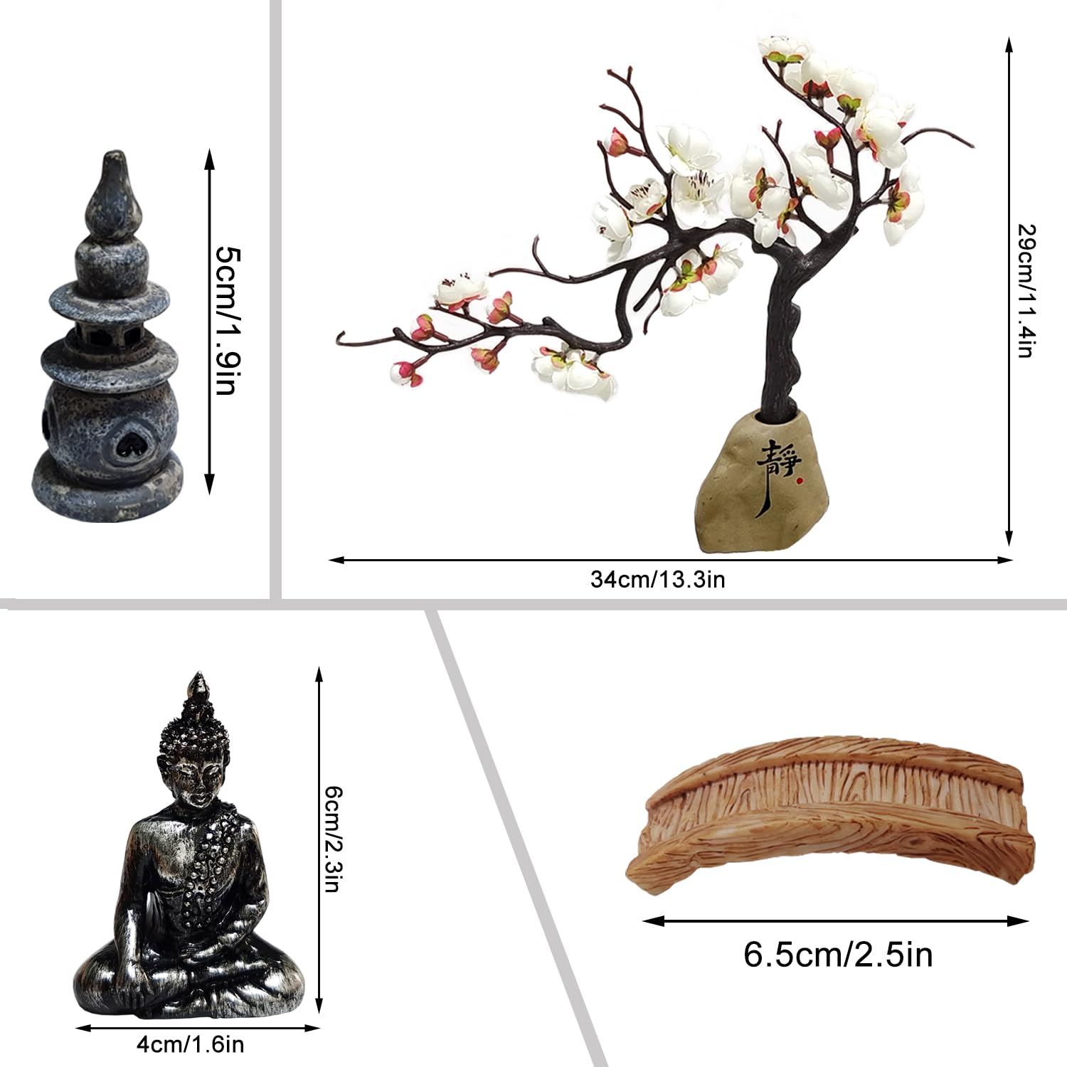 Zen Garden Kit da Giardino Giapponese per Scrivania Mini Tavolo Zen Sand Garden Giapponese Mini Rock Garden Meditazione Set Regalo Home Office Decorazione