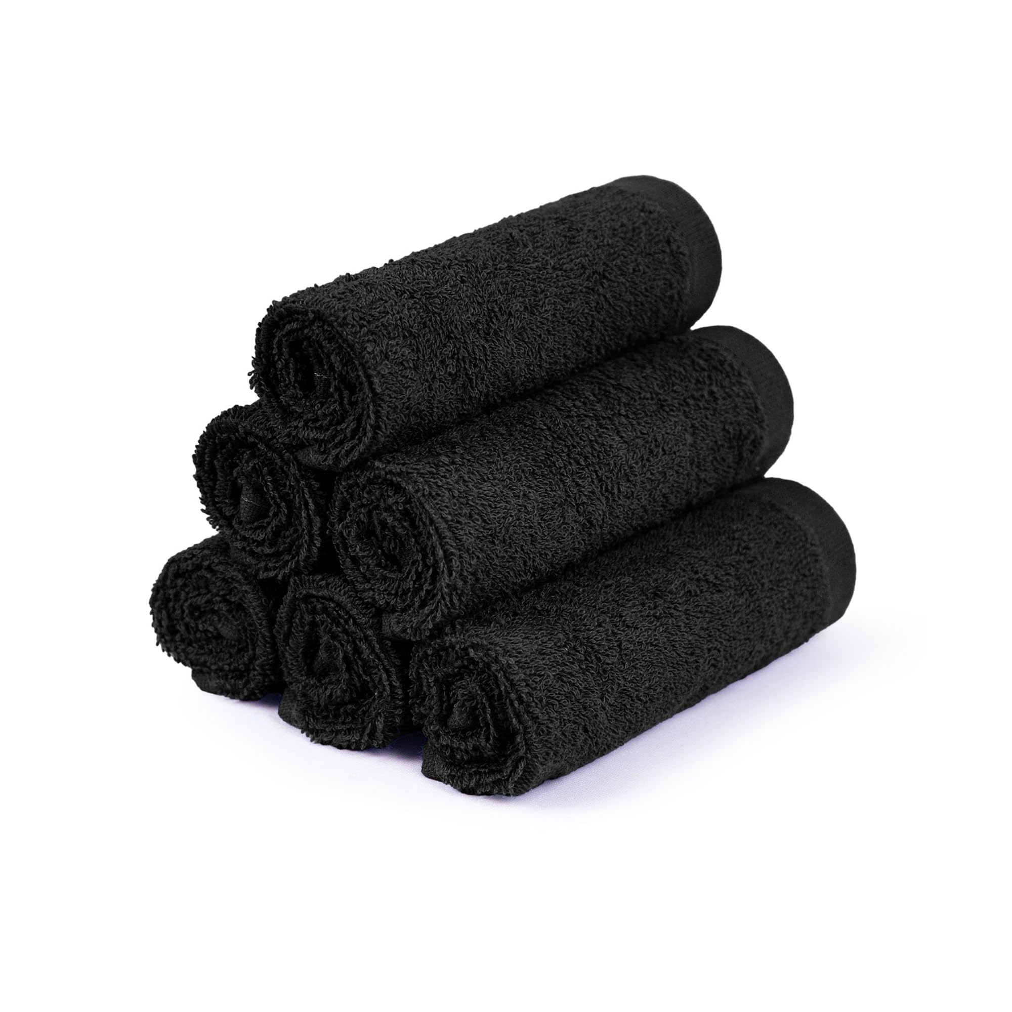 MYTRIDENT Face Towel | Urban Comfort | Quick Drying | Travel Friendly | for Men/Women | 6 Pc Face Towel (30 cm x 30 cm) | 100% Cotton 450 GSM - Black-image-29