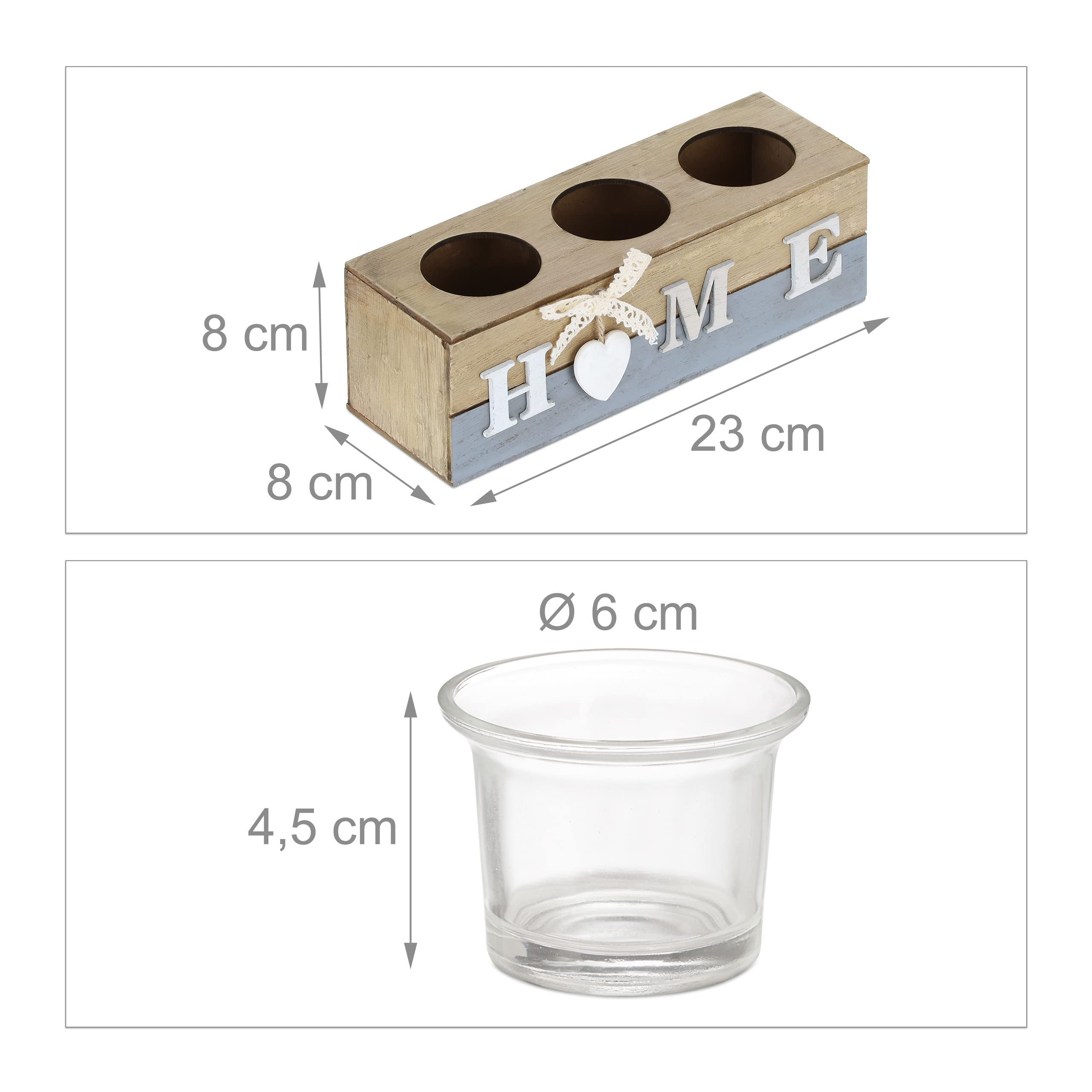 MIJOMA 4-delige theelichthouderset met houten dienblad