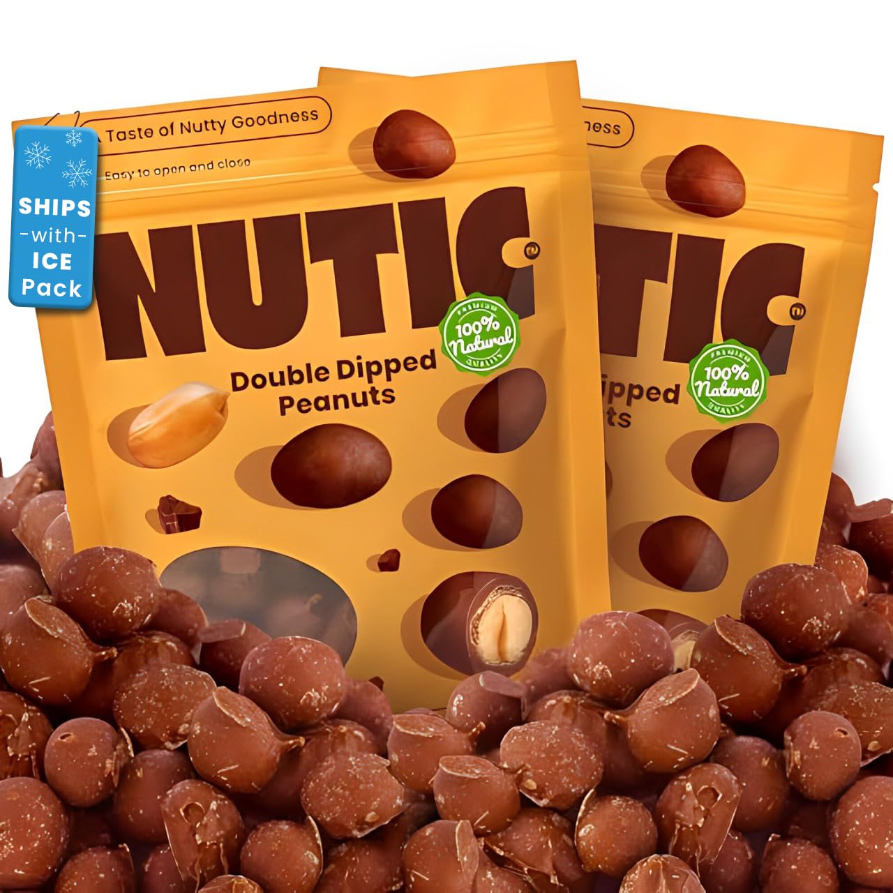 Nutic Milk Chocolate Covered Peanuts - 2 Lb. Double Dipped Premium Gourmet Milk Chocolate Peanuts Perfect for Snacks & Gifts, Made in USA - (Pack of 1