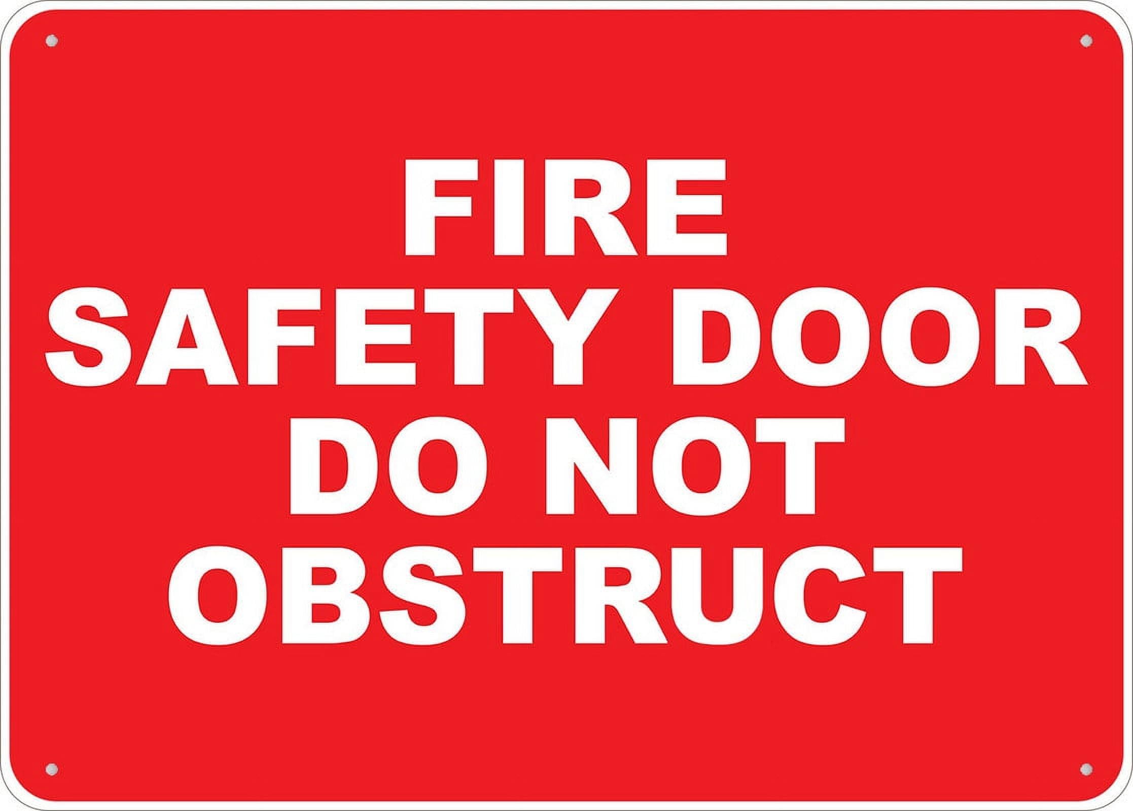 peiyeety Fire Safety Door DoObstruct Sign Outdoor, Uv Printed Rust Free Aluminum 12x16 Inches,Yard Sign for Home, Business, Driveway Alert