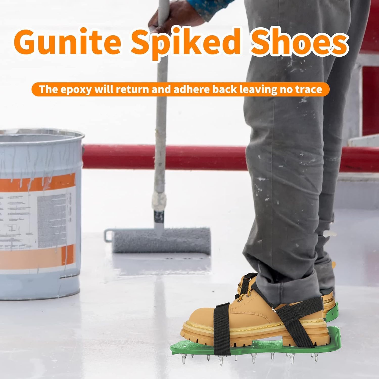 2Pcs Spike Shoes for Epoxy Flooring,Fully Assembled Gunite Epoxy Shoes with 3/4" Short Spikes for Garage Floor Epoxy,Epoxy Shoes Spikes,Overlays, Cover Installation