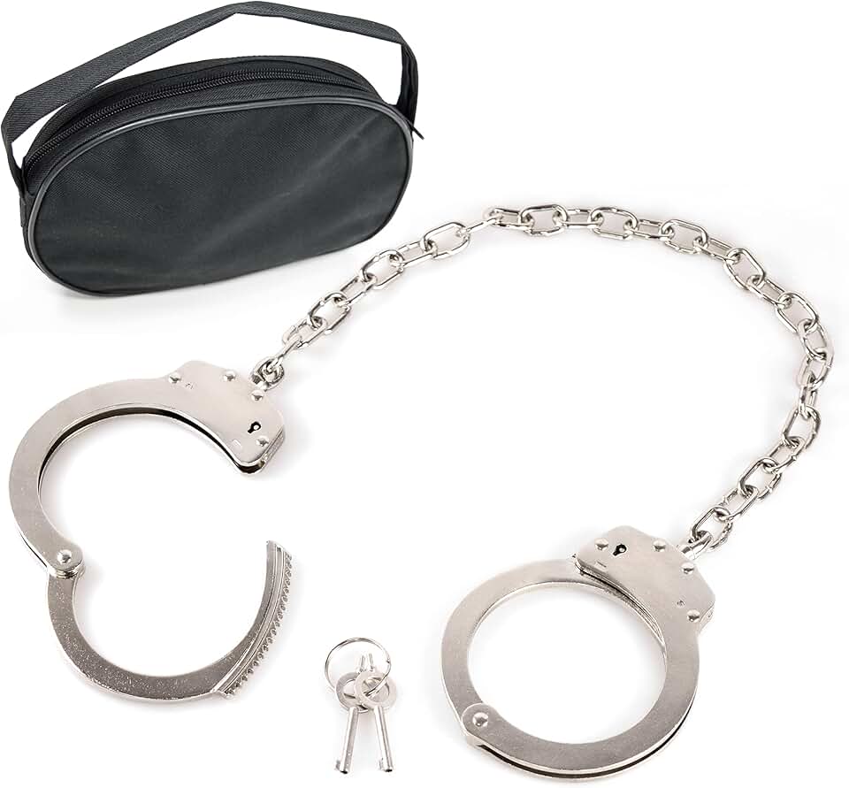 PRODEF Esposas para pies, Acero, Cierre Doble, Cadena de 41 cm, con Bolsa incluida