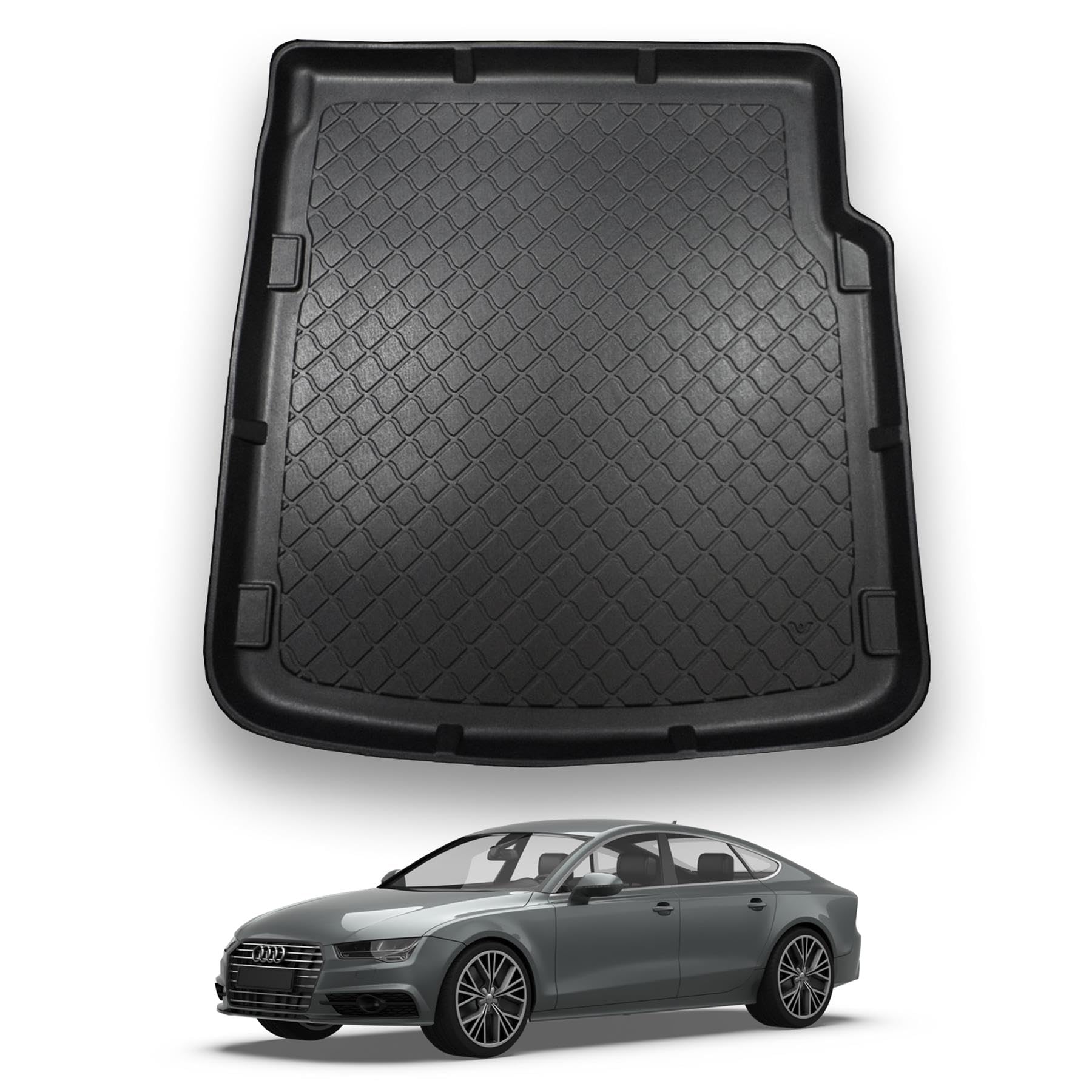 NOMAD Audi A7 (2010-2018) [Sportback] Boot Liner Premium Tailored Fit Car Floor Mat Protector Recyclable Thermoplastic Waterproof Dog & Pet Friendly Raised Edges Compatible Custom Fit Accessory Black