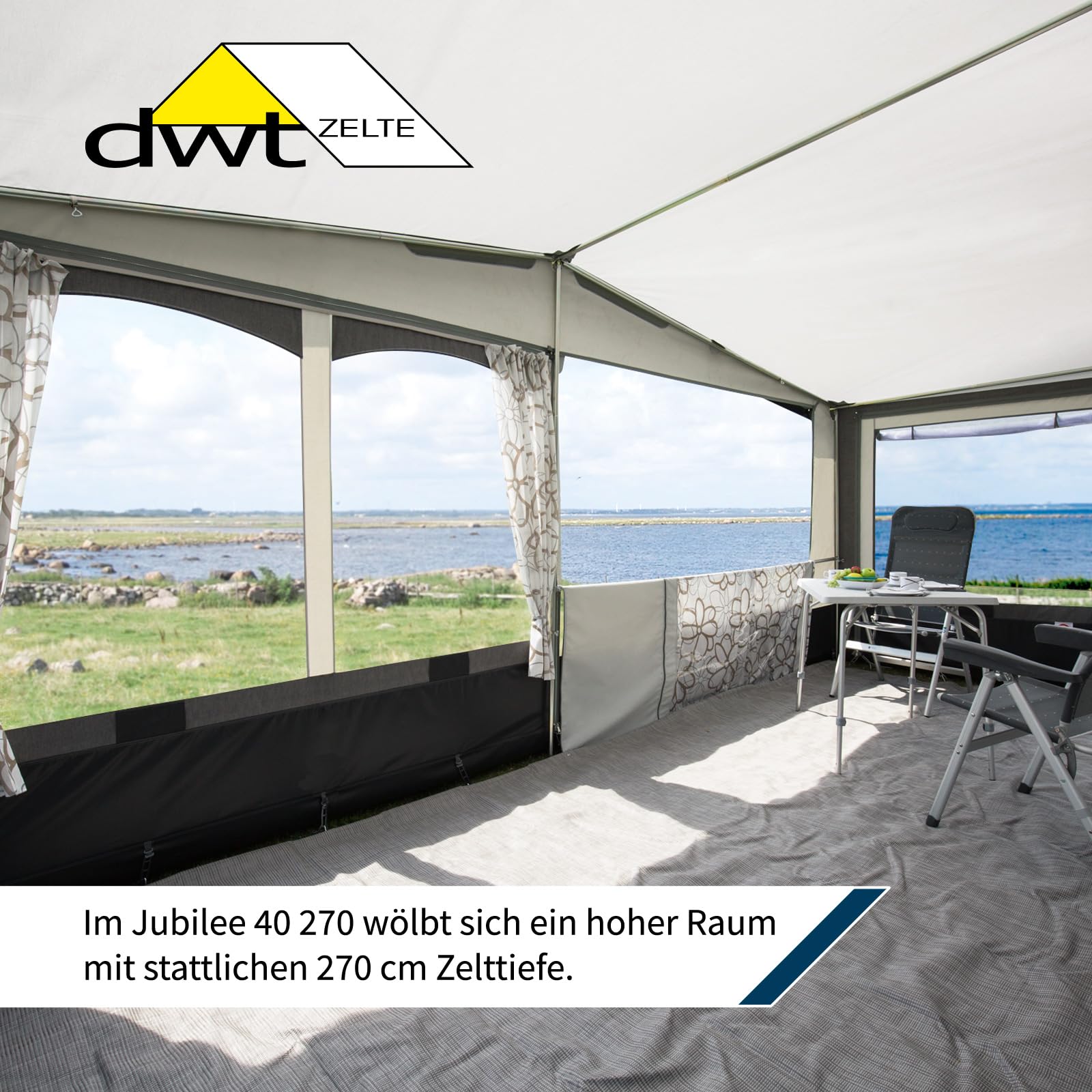 DWT Wohnwagenvorzelt Jubilee 40-270cm inkl.25 ST Zelttiefe Reisezelt für Einsteiger