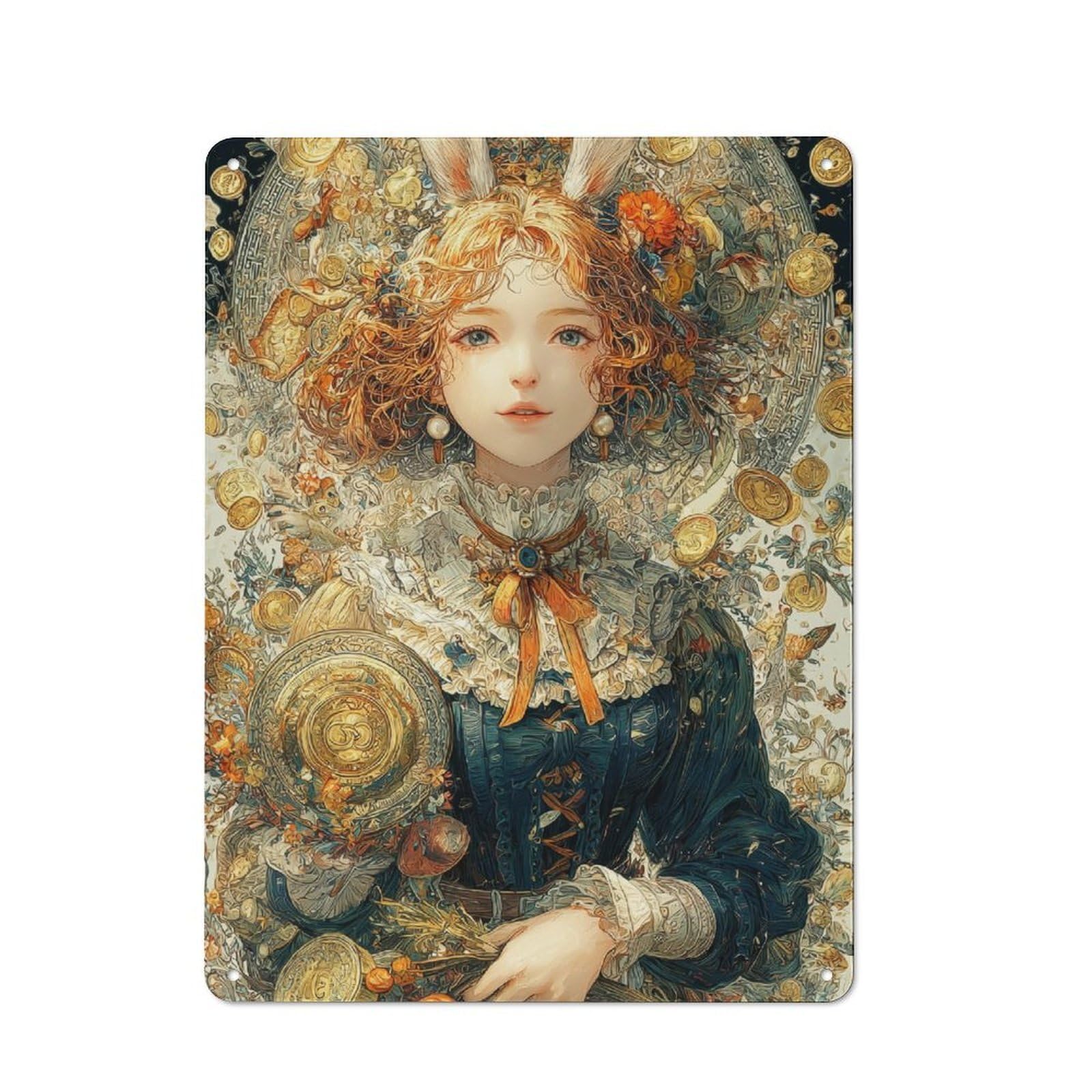 Junmoney Rabbit Queen's Bounty Vintage Printed Metal Sign 40X30cm For Workshop Wall, A Decorative Gift For A Newly Furnished Workshop