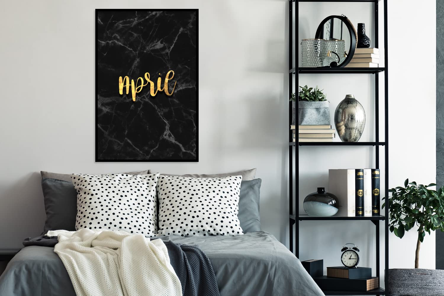 MuchoWow Poster Bilder Wanddeko Deko Wohnzimmer 80x120 cm Zitat - Kalender - April - Gold
