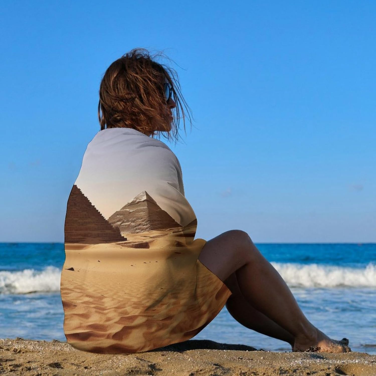 Swimming Towel, Pyramid Africa Desert Printed Fashion Towel,Portable Towel,Durable Towel