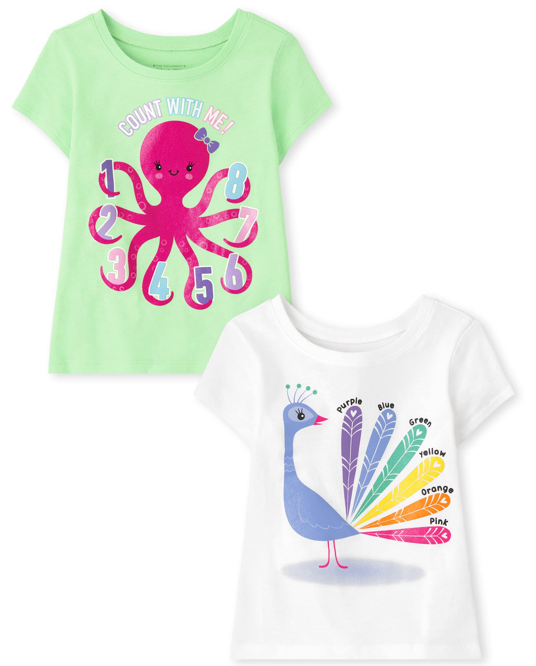 Baby-Girls and Toddler Assorted Everyday Short Sleeve Graphic T-Shirts,multipacks