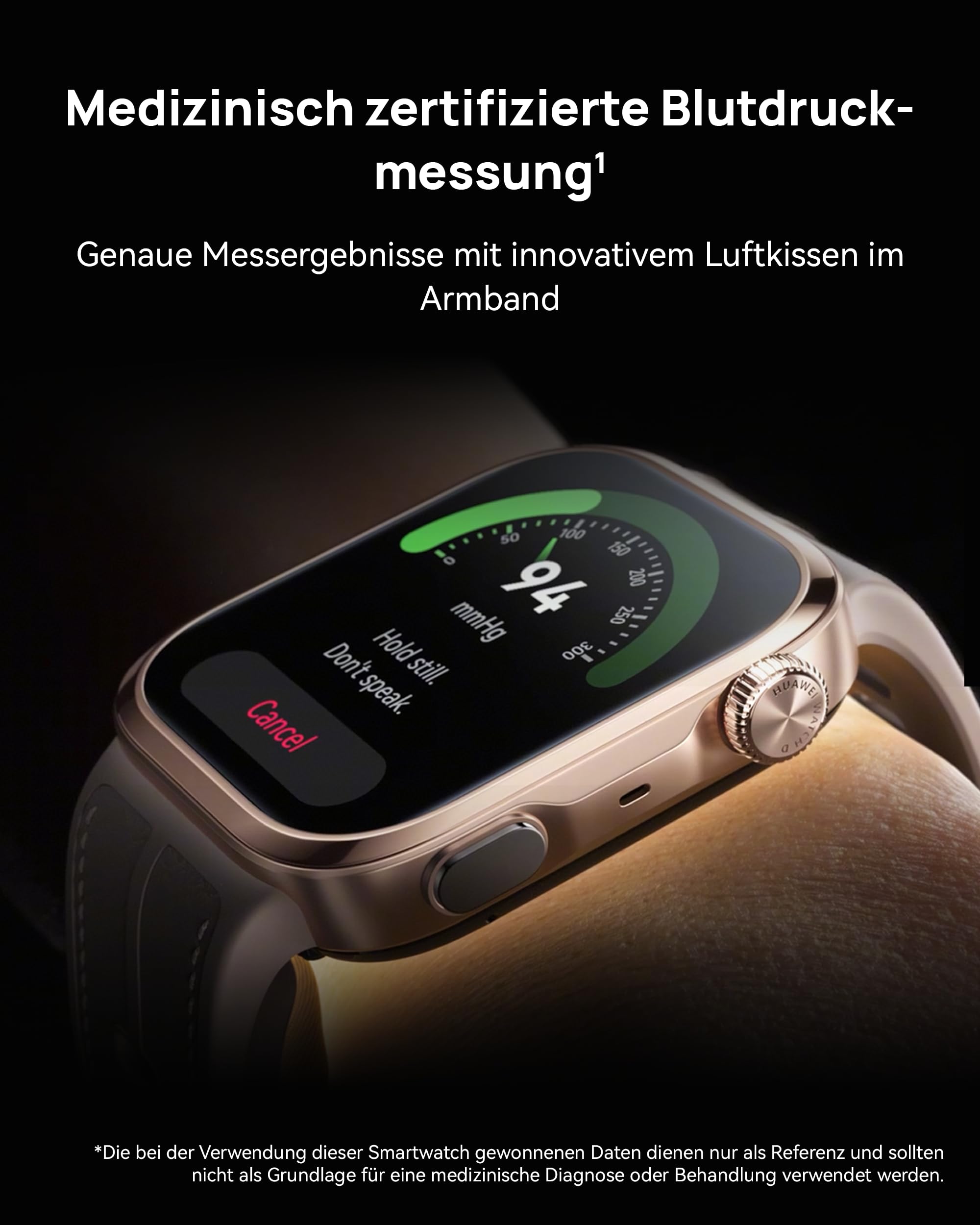 HUAWEI Watch D3 Smartwatch mit Blutdruckmessung, 11,3-mm-Profil, Schwarz