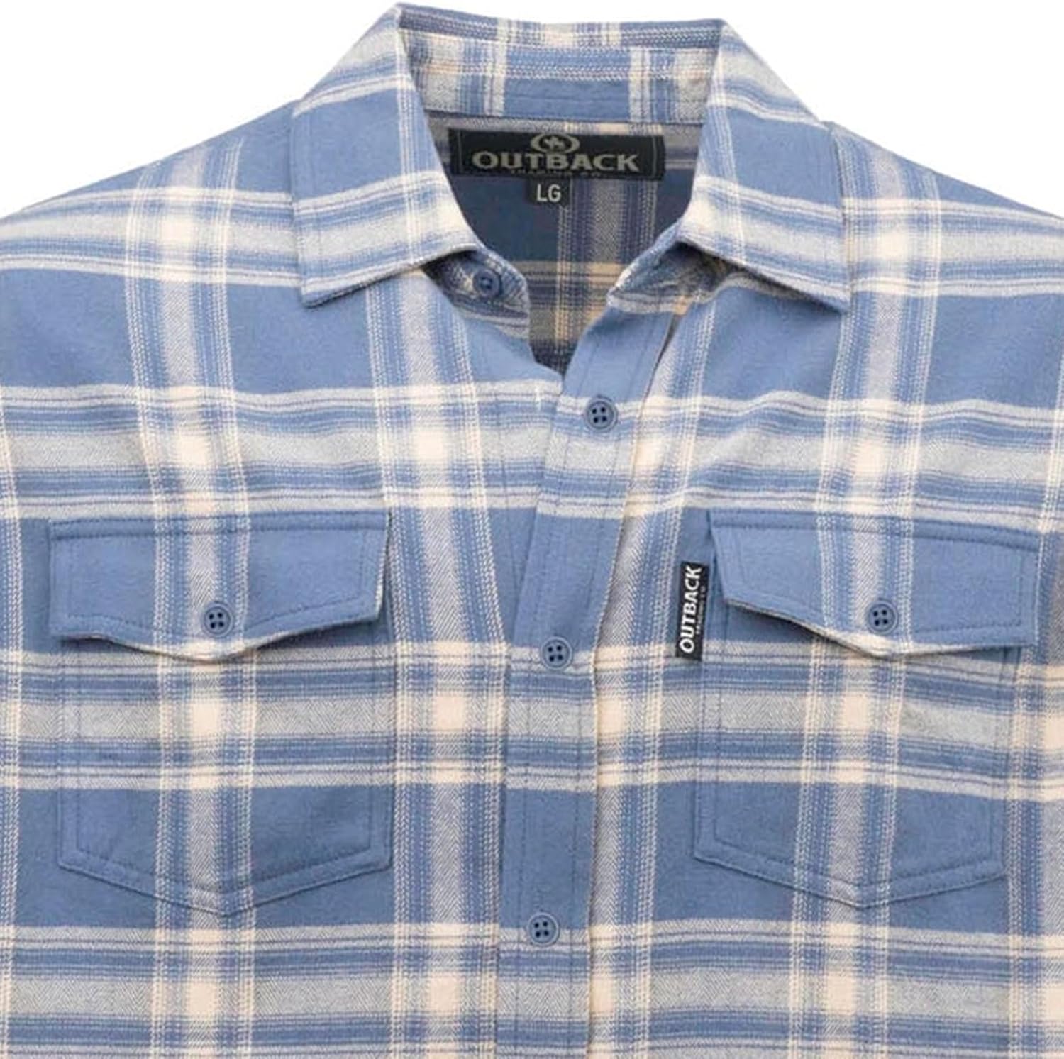 Outback Trading Company Men's Cotton Plaid Shirt - Long Sleeve Button-Down Western Shirt w/Chest Pockets & Adjustable Cuffs - Image 5