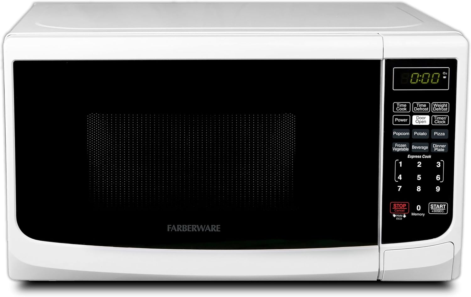 Farberware 0.7 Cu. Ft. Countertop Microwave Oven – 700 Watts Power, Auto Cook Settings, Defrost, Easy Clean and Child Safety Lock - White 0.7 Cu. Ft White