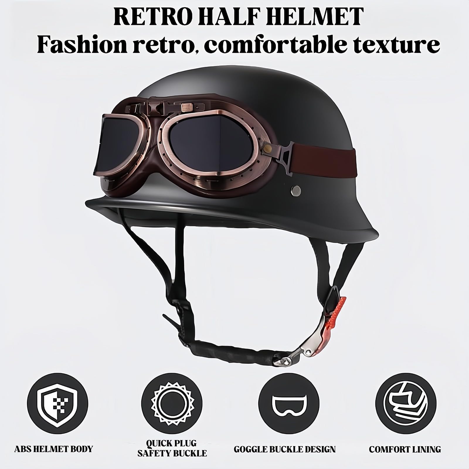 Vintage niemiecki kask motocyklowy, kask pół-kask, kask motocyklowy retro, kask na skuter, kask rowerowy, kask chopperowy, kask motorowerowy dla kobiet i mężczyzn, kask półkaskowy ze znakiem ECE