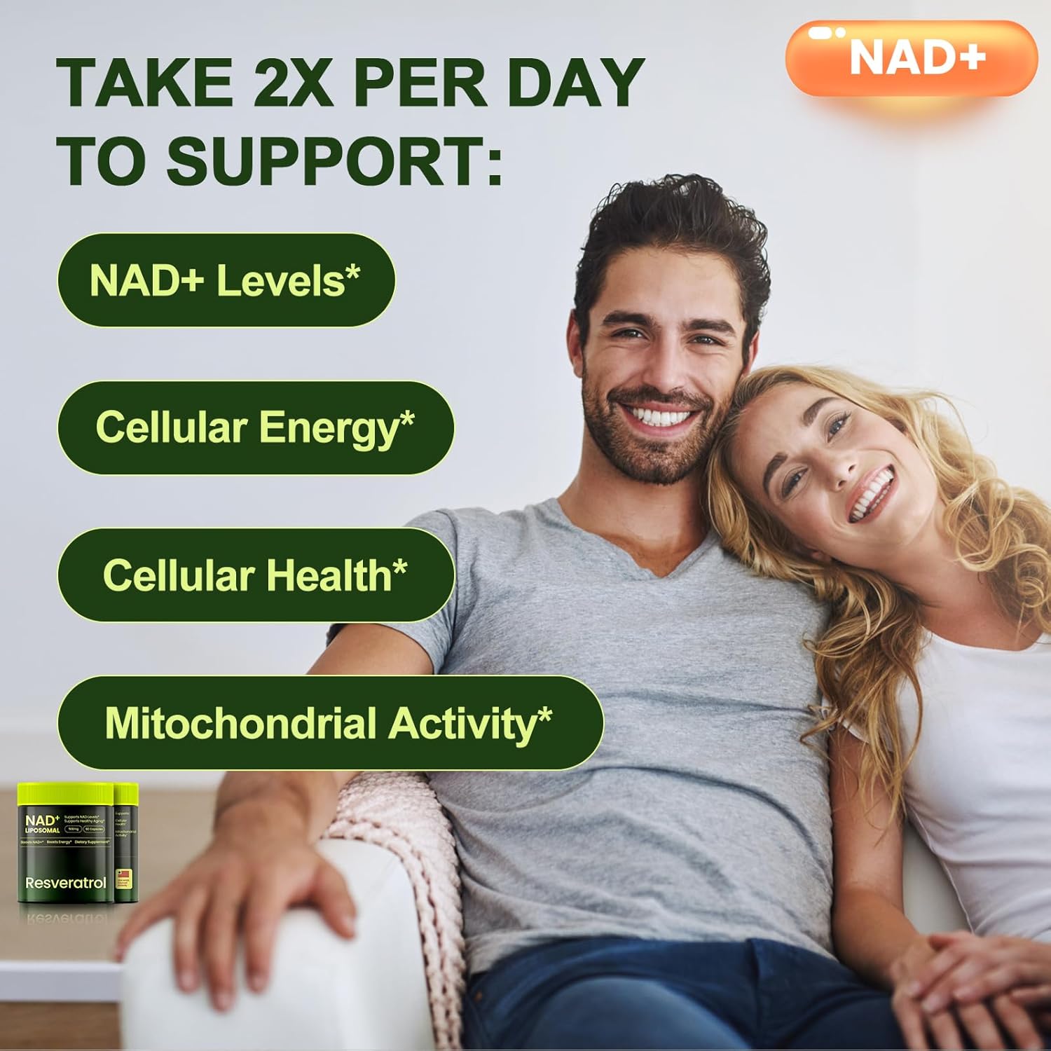 NMNH Supplement Alternative, NAD Nicotinamide Riboside Resveratrol, Liposomal NAD + Resveratrol, 30-Day Supply – High Purity NAD Supplement for Energy & Healthy Aging – 60 Capsules - Image 3
