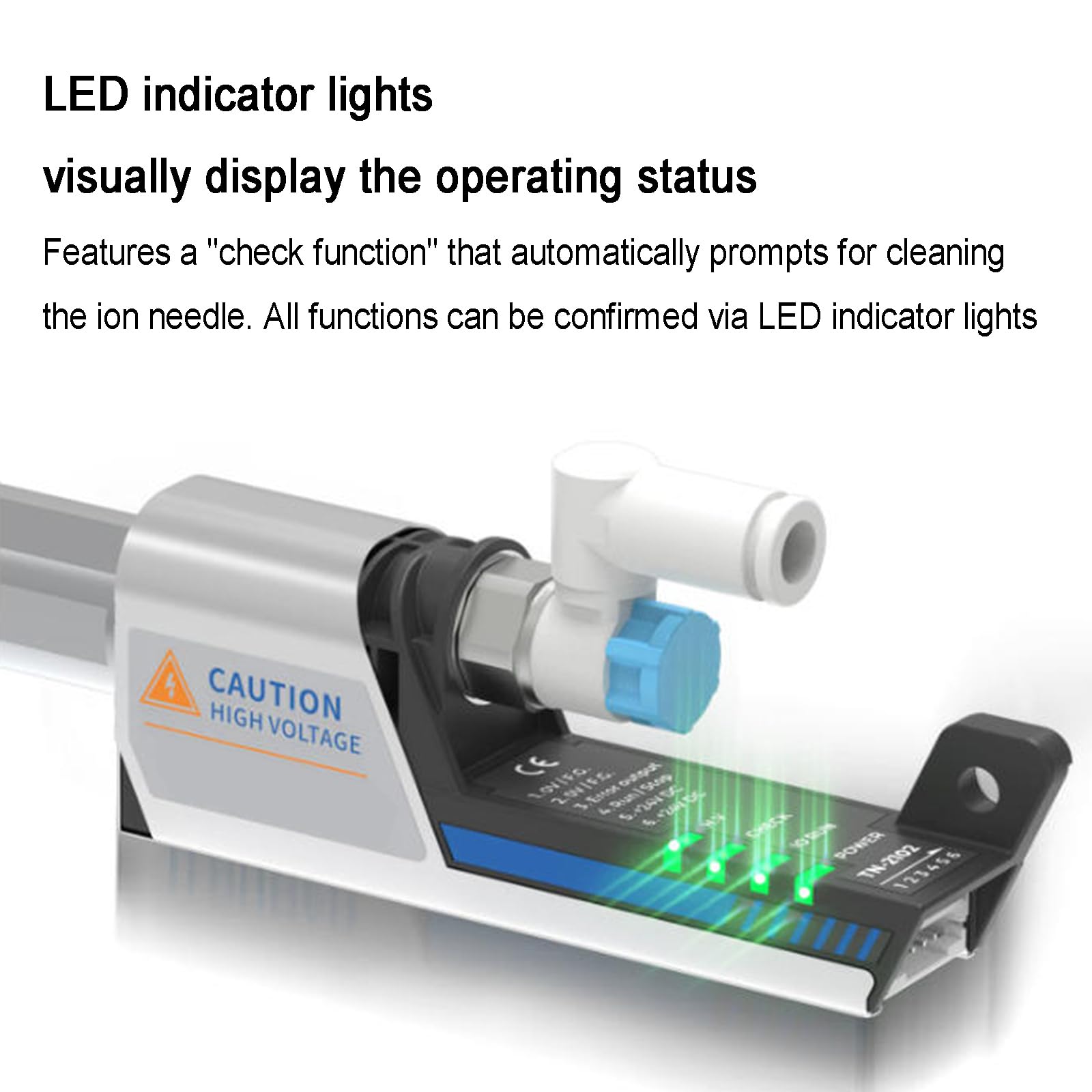 Mini boquilla de aire ionizante eliminadora estática con indicador LED, aguja de aleación de tungsteno para reparación electrónica, compatible con compresor de aire