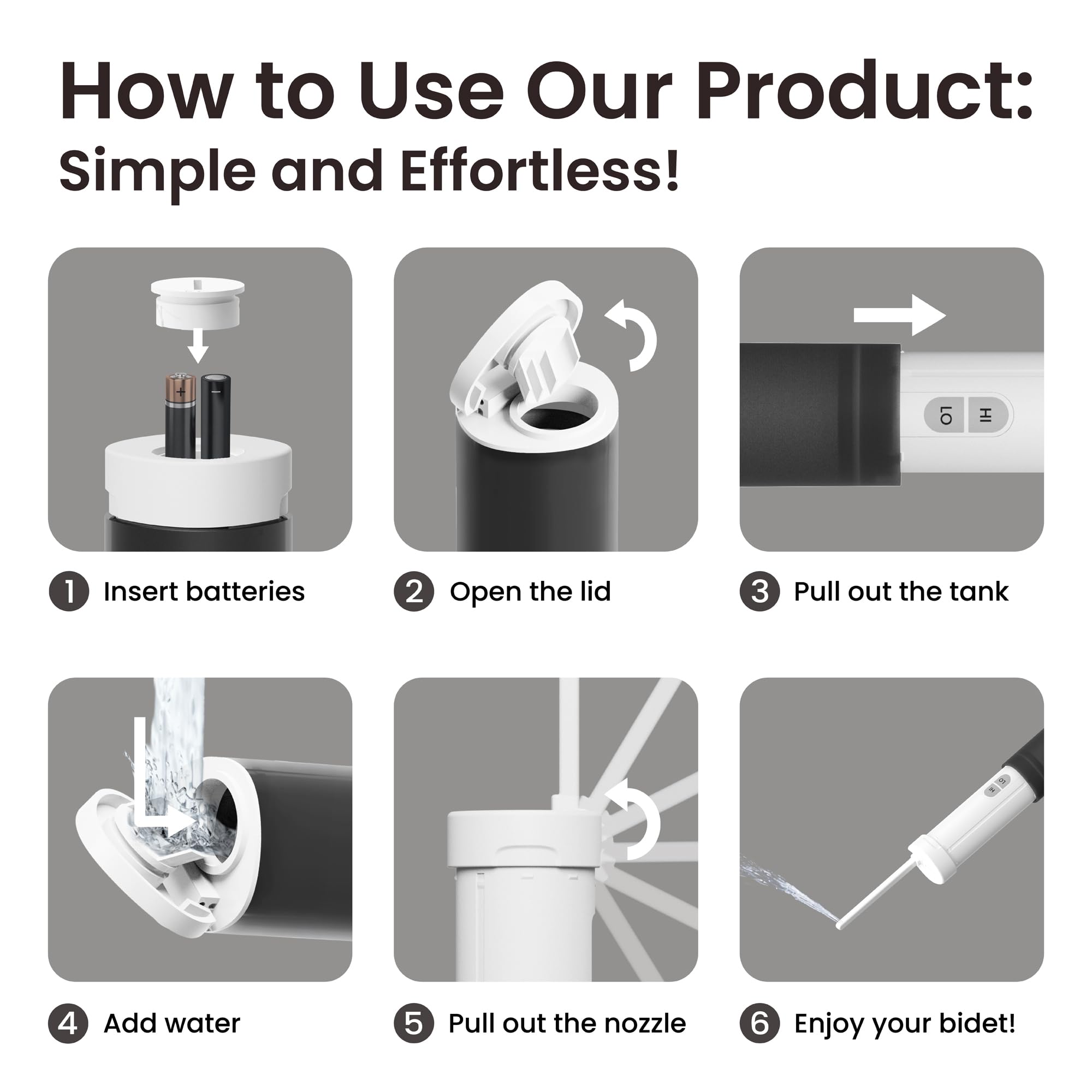 VOVO Go Portable Electric Bidet for Travel - 2 Adjustable Pressure Settings Compact Handheld Bidet Ideal for Personal — view 6