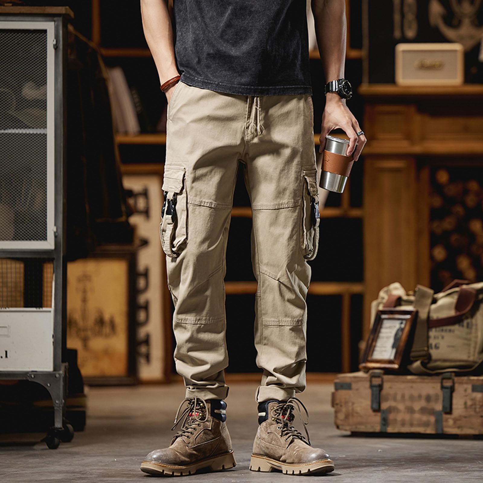 Thermohose Wandern Herren Einfarbig Sweatshirt Freizeithose Kordelzug Kordelzug Hose Arbeitshose Männer