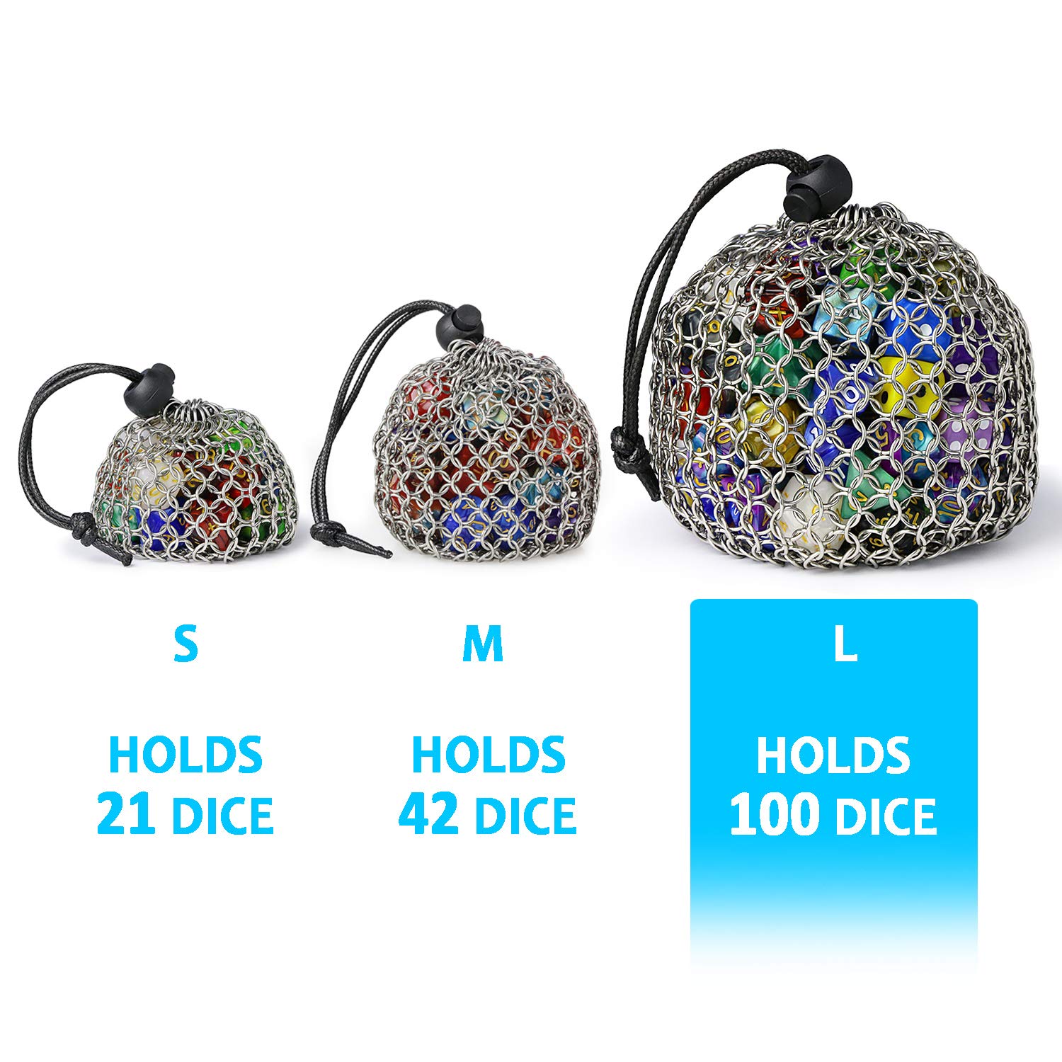Leather Dice Bag YOUSHARES Chainmail Dice Bag - Stainless Steel