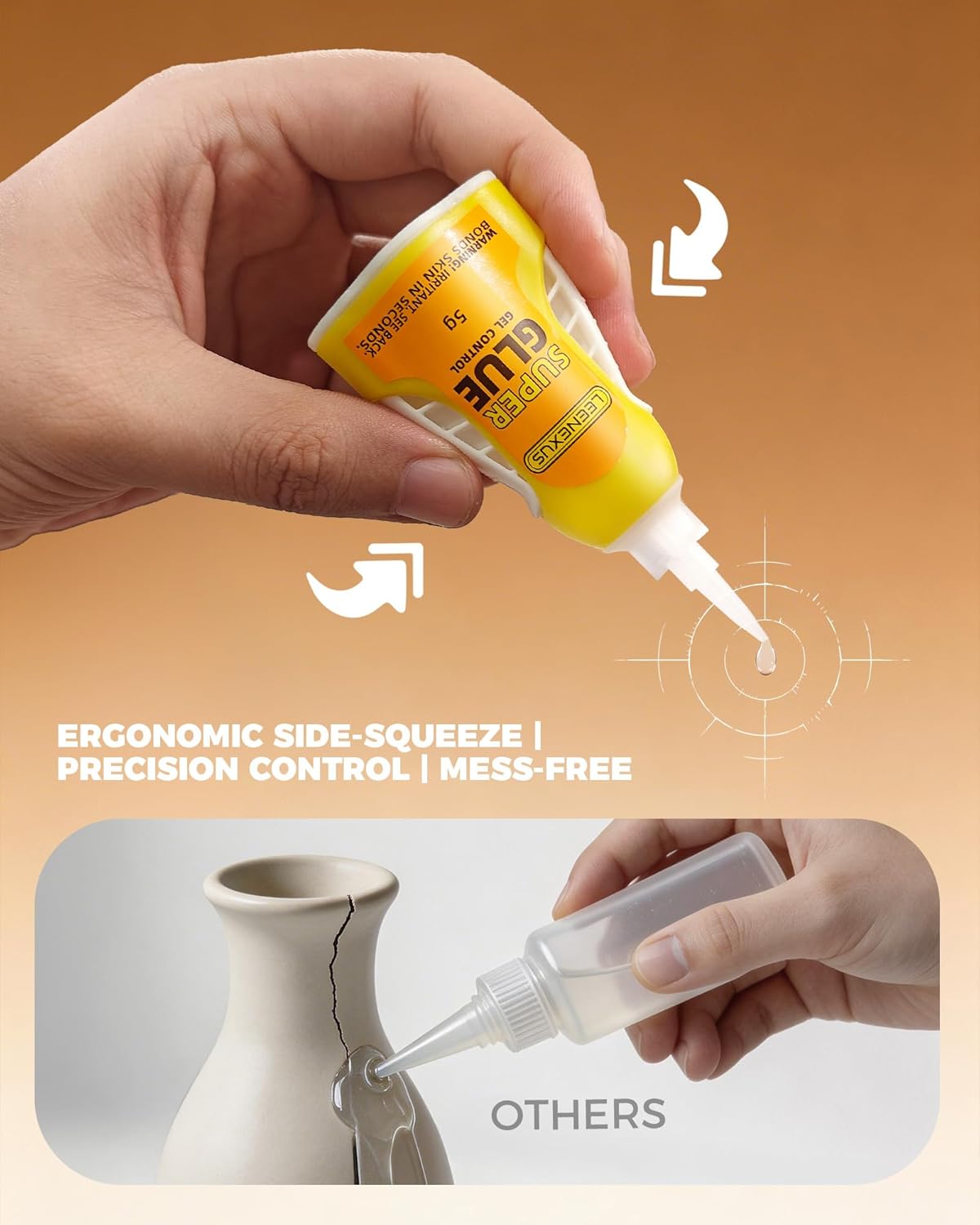 【High Strength & Precision Control】Super Glue for Ceramic, 5g Clear CA Glue Gel with Micro-Anchor Tech for Porcelain Plastic Metal ETC | Quick Dry&Low Odor Multi-Purpose Instant Adhesive for Home Fix