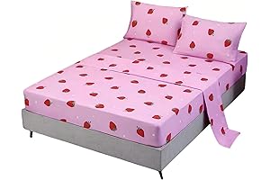 Strawberry Sheets Queen: Kawaii Fruit Strawberry Print Sheet Set