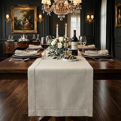 Signature Linen™ by D'Moksha Light Natural Table Runner 72 Inches
